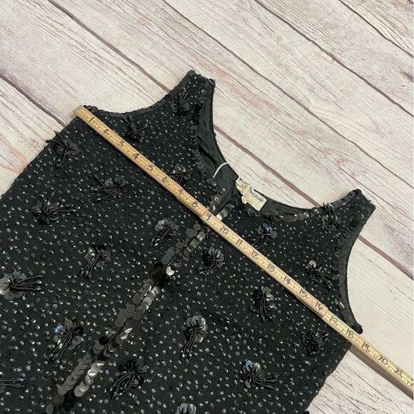 Vintage Beaded Sequin Embellised Shell Black 100% Lambs Wool Size 36 / Medium - Picture 4 of 9